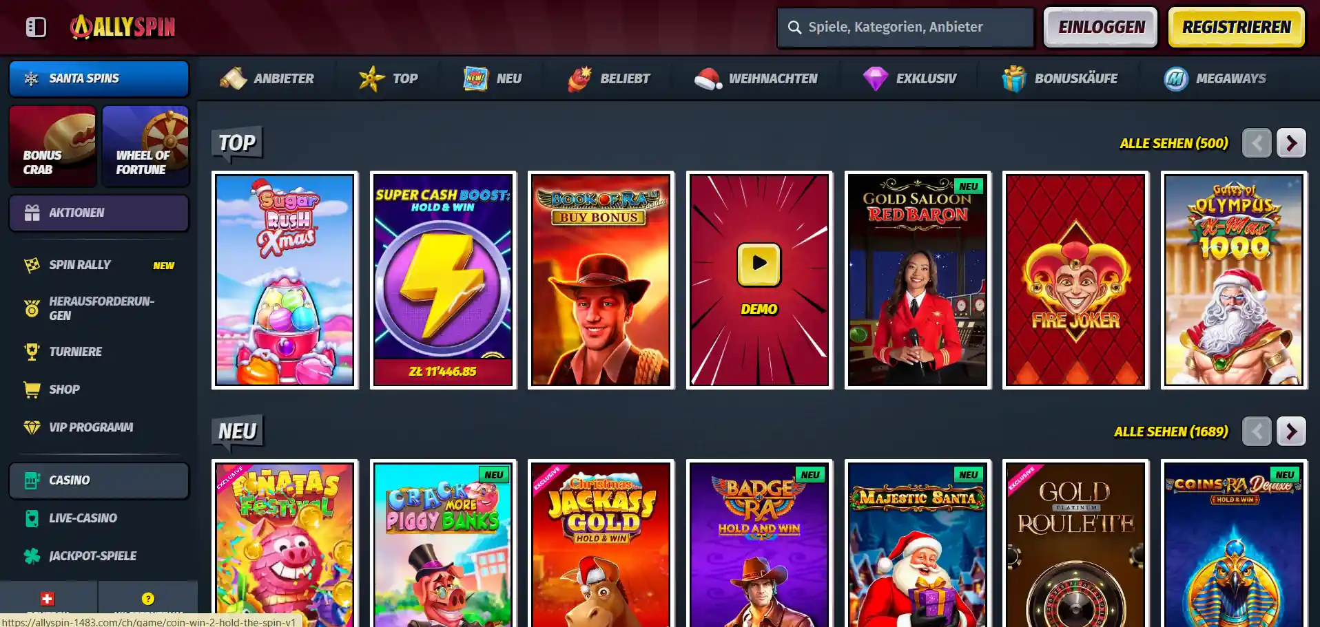 Allyspin Casino-Spiele